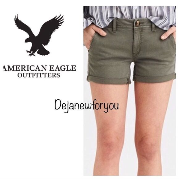 American Eagle Olive Midi Shorts - Picture 2 of 8